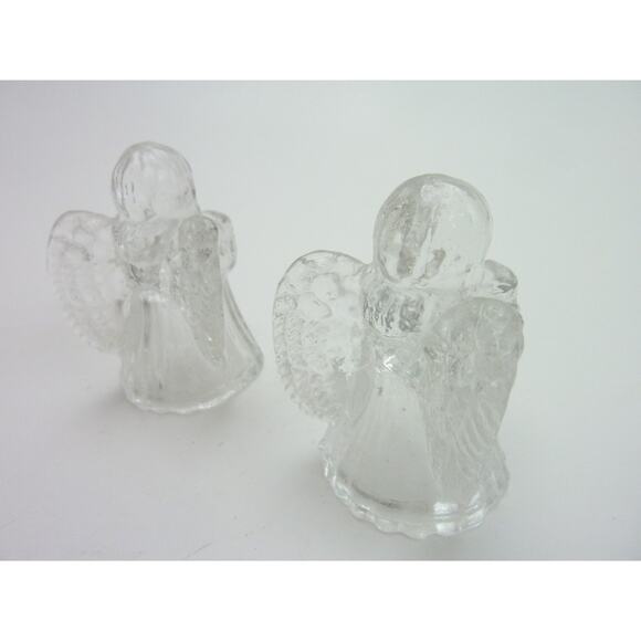Vintage Crystal Glass Mini Candle Holders Angels 2.5 Inches - Picture 3 of 4